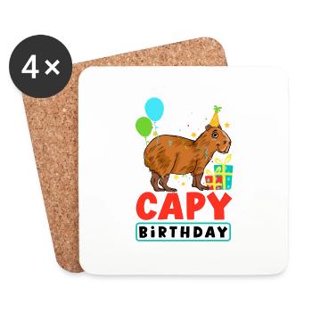 Capybara rongeur Capy jeu de mots anniversaire - Dessous de verre (lot de 4) - blanc - Devant