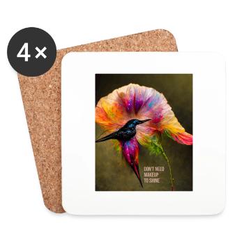 Courageux et fort - un slogan motivant pour les femmes - Dessous de verre (lot de 4) - blanc - Devant