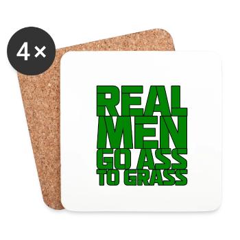 Real Men Go Ass To Grass - Coasters (set of 4) - white - Front