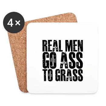 De vrais hommes vont du cul à l’herbe 2 - Dessous de verre (lot de 4) - blanc - Devant