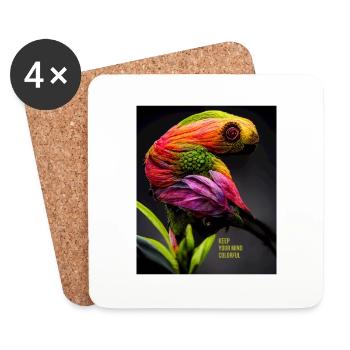 Perroquet coloré pour tous les esprits vifs - Dessous de verre (lot de 4) - blanc - Devant