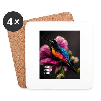 Soyez sauvage, courageux et libre - un slogan motivant - Dessous de verre (lot de 4) - blanc - Devant