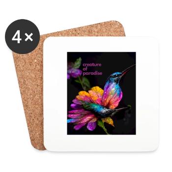 Créature paradisiaque - un magnifique colibri coloré - Dessous de verre (lot de 4) - blanc - Devant