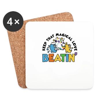 Rainbow Animal Singing Playing Unicorn Lover - Coasters (set of 4) - white - Front
