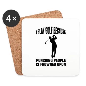 Golf Golf Golf Club Citation Balle de golf - Dessous de verre (lot de 4) - blanc - Devant