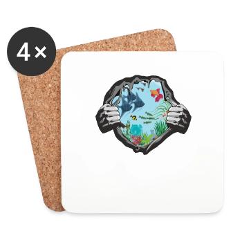 Aquaristik Geschenkidee Fisch Design - Untersetzer (4er-Set) - Weiß - Vorne