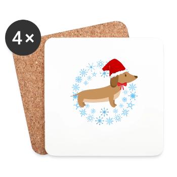 Lustiger Weihnachtsdackel Weihnachten Dackel Hund - Untersetzer (4er-Set) - Weiß - Vorne