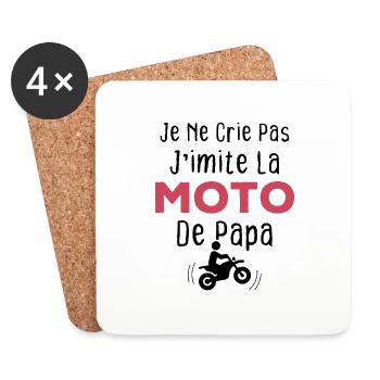 Je ne crie pas j'imite la moto de papa - Dessous de verre (lot de 4) - blanc - Devant