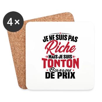 Je ne suis pas riche mais je suis tonton - Dessous de verre (lot de 4) - blanc - Devant