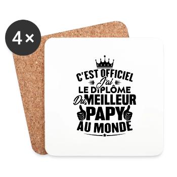 Meilleur papy au monde - Dessous de verre (lot de 4) - blanc - Devant