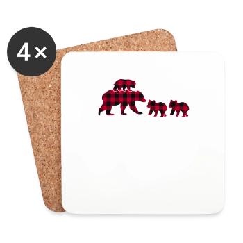 Papa Bear 3 Kinder - Untersetzer (4er-Set) - Weiß - Vorne