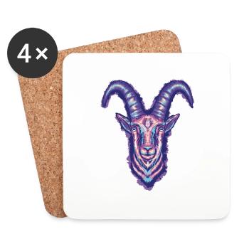 Steinbock - Untersetzer (4er-Set) - Weiß - Vorne