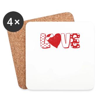 Polka Dot Love Heart Fly Saint-Valentin Couples - Dessous de verre (lot de 4) - blanc - Devant