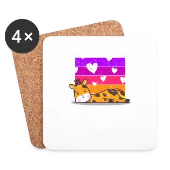 Girafe Saint-Valentin Gardien de zoo sauvage Amoureux des animaux - Dessous de verre (lot de 4) - blanc - Devant