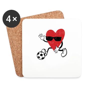 Cœur de jouer au football Jeu de football de la Saint-Valentin - Dessous de verre (lot de 4) - blanc - Devant
