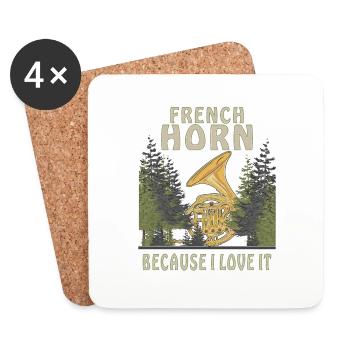 FRENCH HORN BECAUSE I LOVE IT - Untersetzer (4er-Set) - Weiß - Vorne