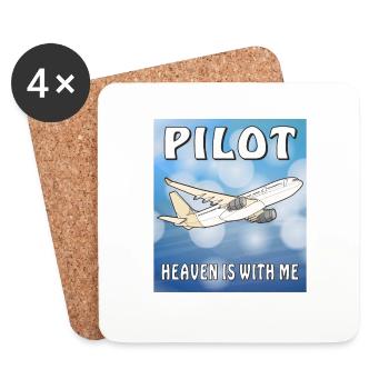 FLUGZEUG PILOT HEAVEN IS WITH ME - Untersetzer (4er-Set) - Weiß - Vorne