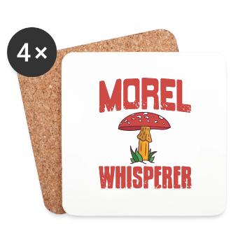 Morel Whisperer Cool Retro Mushroom Hunting - Coasters (set of 4) - white - Front
