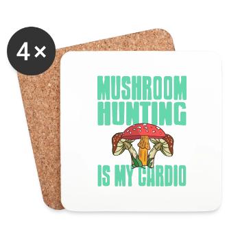 Mushroom Hunting Is My Cardio Retro Funny Mycology - Coasters (set of 4) - white - Front