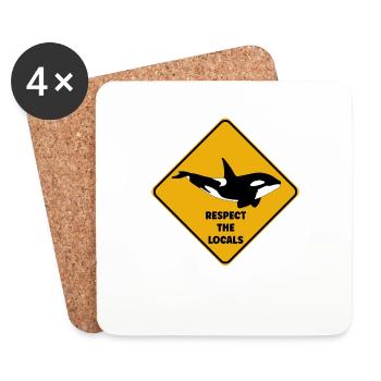 Warning sign diver - Respect the locals - Coasters (set of 4) - white - Front