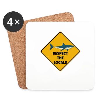 Warning sign diver - Respect the locals - Coasters (set of 4) - white - Front