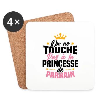 On ne touche pas à la princesse de parrain - Dessous de verre (lot de 4) - blanc - Devant