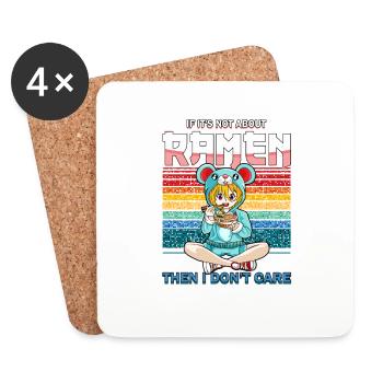 Lustige Kawaii Stil Ramen Lover Mädchen - Untersetzer (4er-Set) - Weiß - Vorne