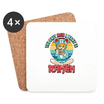 Funny Japan Ramen The Only Men I Want is Ramen - Coasters (set of 4) - white - Front