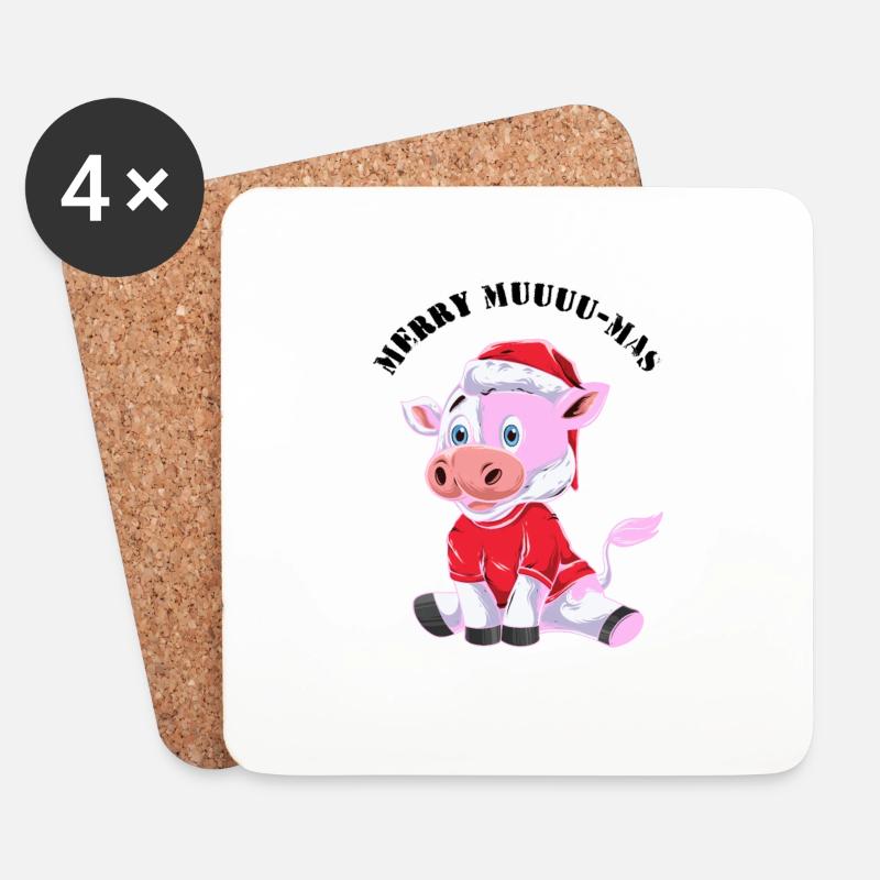 Merry Muuu Mas Outfit - Untersetzer (4er-Set) - Weiß