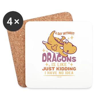 Une journée sans dragons, c’est comme plaisanter - Dessous de verre (lot de 4) - blanc - Devant