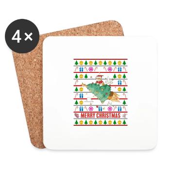Ugly Xmas Sweater Merry Christmas Santa Witzig - Untersetzer (4er-Set) - Weiß - Vorne
