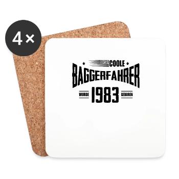 Geburtstag Baggerfahrer Baugeräteführer 1983 - Untersetzer (4er-Set) - Weiß - Vorne