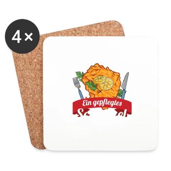 Mein Traum Ein gepflegtes Schnitzel - Untersetzer (4er-Set) - Weiß - Vorne