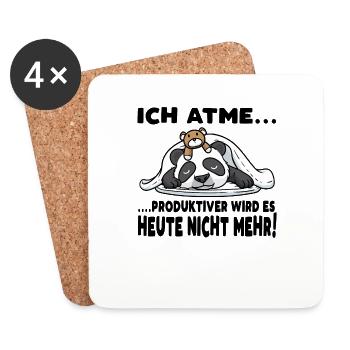 Schlafender Panda Mit Plüschtier Schlaf - Untersetzer (4er-Set) - Weiß - Vorne