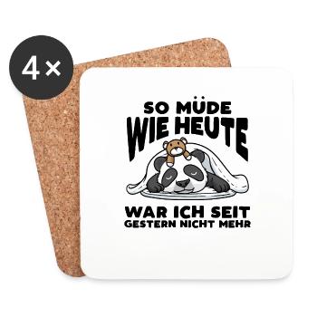 Schlafender Panda Mit Plüschtier Schlaf - Untersetzer (4er-Set) - Weiß - Vorne