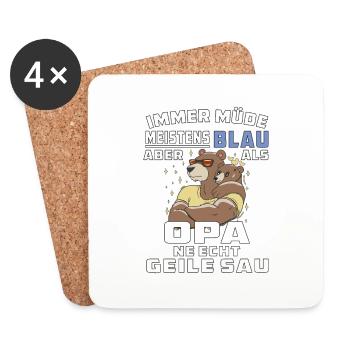 IMMER MÜDE MEISTENS BLAU OPA - Untersetzer (4er-Set) - Weiß - Vorne