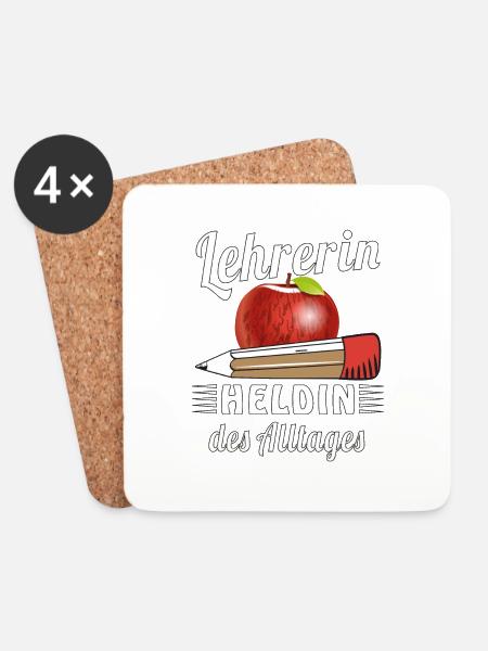 LEHRERIN HELDIN DES ALLTAGES - Untersetzer (4er-Set) - Weiß
