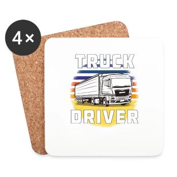 TRUCK DRIVER - Coasters (set of 4) - white - Front