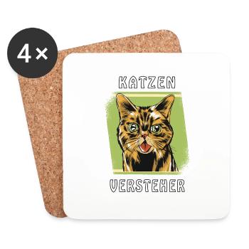 KATZEN VERSTEHER - Untersetzer (4er-Set) - Weiß - Vorne
