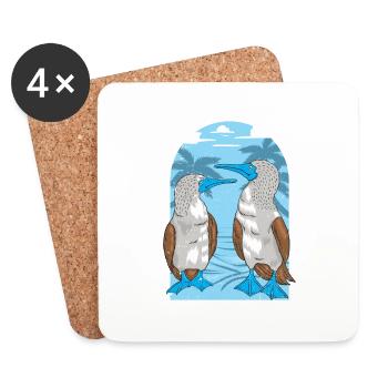 Oiseaux de mer à pieds bleus - Dessous de verre (lot de 4) - blanc - Devant