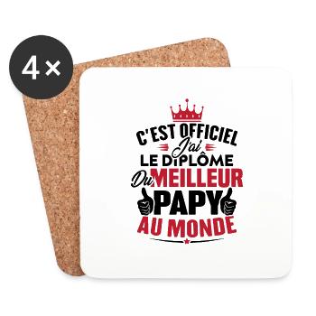 Meilleur papy au monde - Dessous de verre (lot de 4) - blanc - Devant