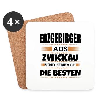 Erzgebirger aus Zwickau - Untersetzer (4er-Set) - Weiß - Vorne