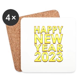 Party for New Year 2023 - Happy New Year - Coasters (set of 4) - white - Front