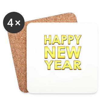 Bonne année - Célébration du Nouvel An - Dessous de verre (lot de 4) - blanc - Devant
