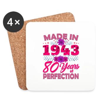 Made in 1943 80 Years of Perfection - 80th Birthda - Coasters (set of 4) - white - Front