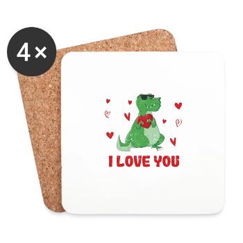 Rawr signifie que je t’aime dans Dinosaur - Dessous de verre (lot de 4) - blanc - Devant