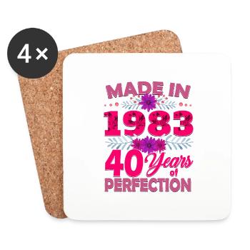 Fabriqué en 1983 40 ans de perfection - 40th Birthda - Dessous de verre (lot de 4) - blanc - Devant