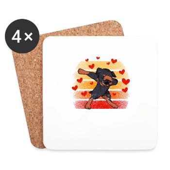 Drôle de débauche Cœur de chien Danse Dab de la Saint-Valentin - Dessous de verre (lot de 4) - blanc - Devant