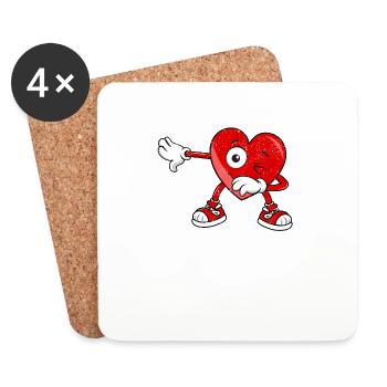 Valentinstag Dabbing Herz Lustige Dab Dance Liebe - Untersetzer (4er-Set) - Weiß - Vorne