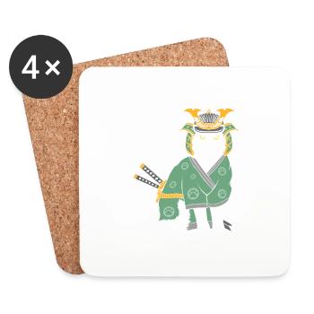 Neko Samurai Funny - Untersetzer (4er-Set) - Weiß - Vorne